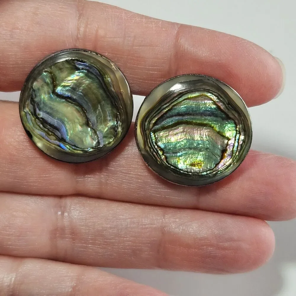 Mexico Alpaca Sterling Silver Colorful Abalone Cufflinks
